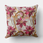 金ゴールドスワーズブルゴーニュピンククリスマスポインセチア クッション (裏面)