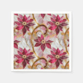 金ゴールドスワーズブルゴーニュピンククリスマスポインセチア スタンダードカクテルナプキン (正面)