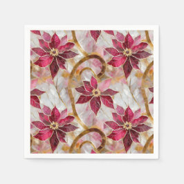 金ゴールドスワーズブルゴーニュピンククリスマスポインセチア スタンダードカクテルナプキン