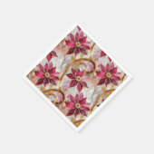 金ゴールドスワーズブルゴーニュピンククリスマスポインセチア スタンダードカクテルナプキン (角)