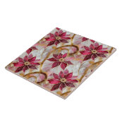 金ゴールドスワーズブルゴーニュピンククリスマスポインセチア タイル (側面)