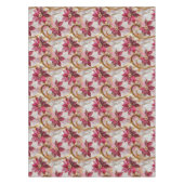 金ゴールドスワーズブルゴーニュピンククリスマスポインセチア テーブルクロス (正面)