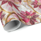 金ゴールドスワーズブルゴーニュピンククリスマスポインセチア ラッピングペーパー (ロールコーナー)