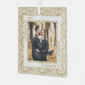 金ゴールドスワーズ写真アイボリー ガラスオーナメント (正面左)