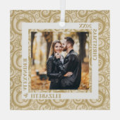 金ゴールドスワーズ写真アイボリー ガラスオーナメント (裏面)