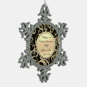 金ゴールドスワーズ結婚ダイヤモンド10周年 スノーフレークピューターオーナメント (左)