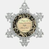 金ゴールドスワーズ結婚ダイヤモンド10周年 スノーフレークピューターオーナメント (正面)