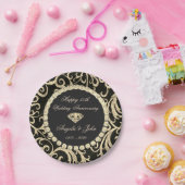 金ゴールドスワーズ結婚ダイヤモンド50周年 ペーパープレート (パーティー)