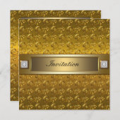 金ゴールドスワーズ金ゴールドすべての行事パーティーテンプレート 招待状 (正面/裏面)