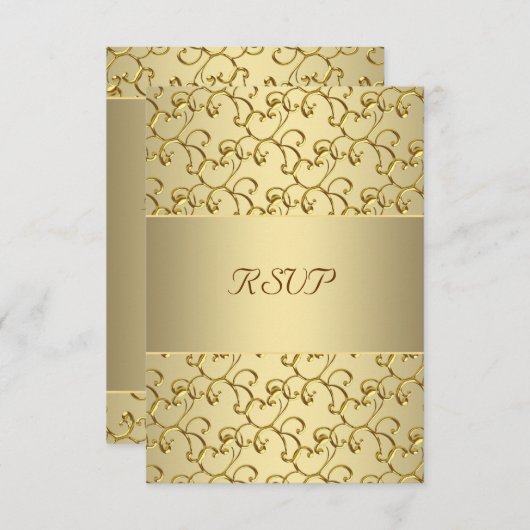 金ゴールドスワーズ金ゴールド結婚50周年記念RSVP 出欠カード (正面/裏面)