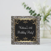 金ゴールドスワールエレガントレオパード誕生日パーティー 招待状 (スタンド正面)