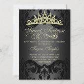 金ゴールドスワールダマスクスウィート16誕生日招待状 招待状 (裏面)