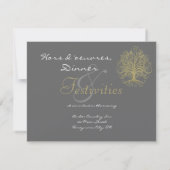 金ゴールドスワールツリーオングレーウェディングレセプションカード 招待状 (裏面)