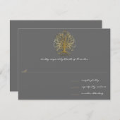 金ゴールドスワールツリールーツオブラブ結婚式招待状2 招待状 (正面/裏面)