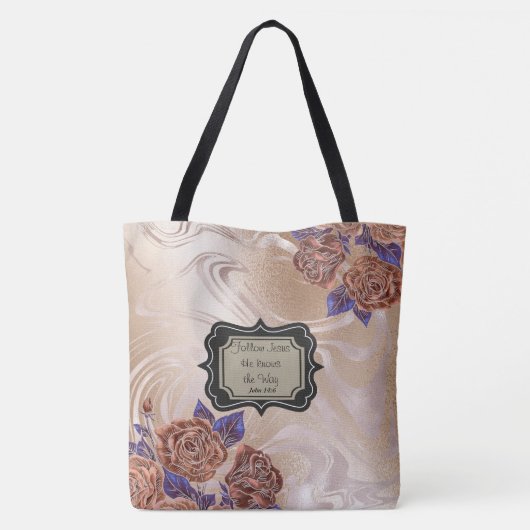 金ゴールドスワールマーブルフローラトート トートバッグ (裏面)