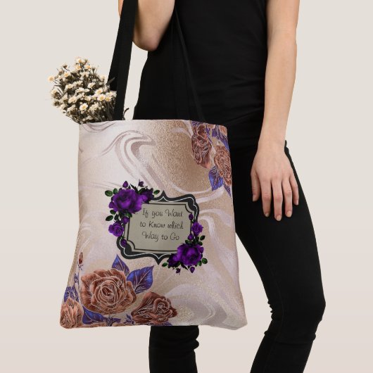 金ゴールドスワールマーブルフローラトート トートバッグ (クローズアップ)