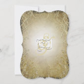 金ゴールドスワール葉と燃焼金ゴールド金属紙 招待状 (裏面)