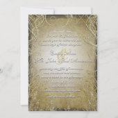 金ゴールドスワール葉と燃焼金ゴールド金属紙 招待状 (正面)