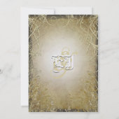 金ゴールドスワール葉と燃焼金ゴールド金属紙 招待状 (裏面)