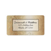 金ゴールドスワール黒いレタリング結婚式のラベル ラベル (正面)