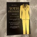 金ゴールドスーツのネクタイ黒いメンズ50th誕生日パーティ実在ー 箔招待状<br><div class="desc">金ゴールドスーツのネクタイ黒いメンズ50thバースデーパーティーフォイル招待状ニッチとネストストアで他の招待状を参照</div>