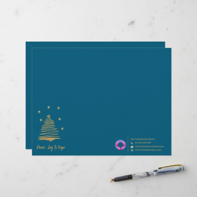 金ゴールドス企業のターズPeace Joy Hope Companyロゴ レターヘッド (正面/裏面インサイチュ)