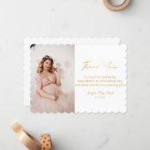 金ゴールドス感謝していスクリプトあなた赤ちゃんシャワー写真シック ノートカード (正面/裏面インサイチュ)