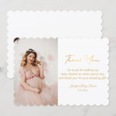 金ゴールドス感謝していスクリプトあなた赤ちゃんシャワー写真シック ノートカード (正面/裏面)