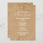 金ゴールドス素朴ターバプティスマ《キリスト教》洗礼式や命名式 招待状 (正面/裏面)