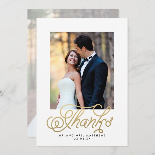 金ゴールドス結婚クリプトの写真 サンキューカード (正面/裏面)