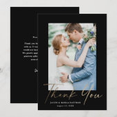 金ゴールドス結婚クリ感謝していプトモダンミニマル サンキューカード (正面/裏面)