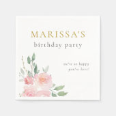 金ゴールドス色彩の鮮やかクリプトフローラ誕生日パーティー スタンダードカクテルナプキン (正面)