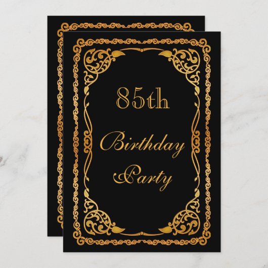 金ゴールドス華美ワール85番目の誕生日 招待状 (正面/裏面)
