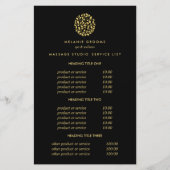 金ゴールドス葉ク・ブラック・スパ・マッサージ価格とサービス チラシ (正面)