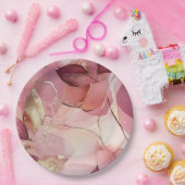 金ゴールドス離れブルグンディ赤面ピンクブライダルシャワー ペーパープレート (パーティー)