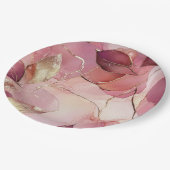 金ゴールドス離れブルグンディ赤面ピンクブライダルシャワー ペーパープレート (アングル)