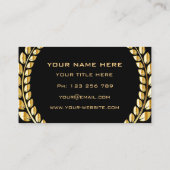 金ゴールドス離れローレルリースフレームプロフェッショナルブラック 名刺 (裏面)