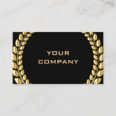 金ゴールドス離れローレルリースフレームプロフェッショナルブラック 名刺 (正面)