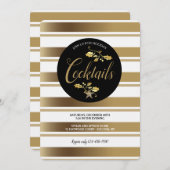 金ゴールドズホストライプリデーパーティ招待状 招待状 (正面/裏面)