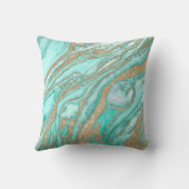 金ゴールドセイングリッターティール(緑がかった色)スモーキーマーブル クッション (裏面)