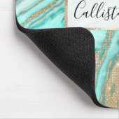 金ゴールドセイングリッターティール(緑がかった色)スモーキーマーブル マウスパッド (コーナー)