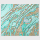 金ゴールドセイングリッターティール(緑がかった色)スモーキーマーブル ラッピングペーパー (フラット)