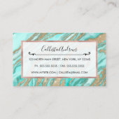 金ゴールドセイングリッターティール(緑がかった色)スモーキーマーブル 名刺 (裏面)