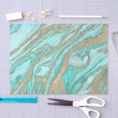 金ゴールドセイングリッターティール(緑がかった色)スモーキーマーブル 薄葉紙 (クラフト)