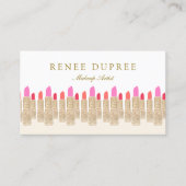 金ゴールドセクインリップスティックメイクアップアーティスト美しいサロン5 名刺 (正面)