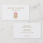 金ゴールドセクインリップスティックメイクアップアーティスト美しいサロン 名刺 (正面/裏面)