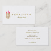 金ゴールドセクインリップスティックメイクアップアーティスト美しいサロン 名刺 (正面/裏面)