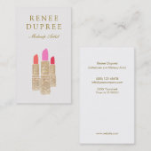 金ゴールドセクインリップスティックメイクアップアーティスト美しいサロン 名刺 (正面/裏面)