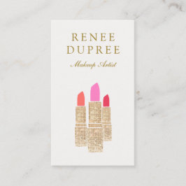 金ゴールドセクインリップスティックメイクアップアーティスト美しいサロン 名刺