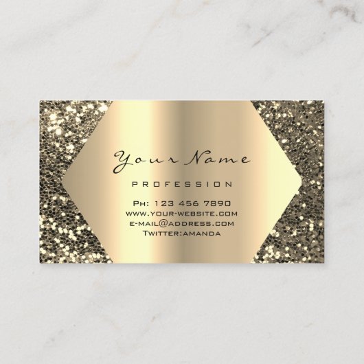 金ゴールドセピアグリッターメイクアップアーティストキス唇フレーム 名刺 (裏面)